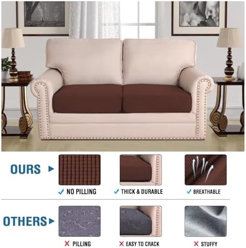 H.VERSAILTEX Super Stretch Individual Seat Cushion Covers Sofa Covers Couch - Image 2