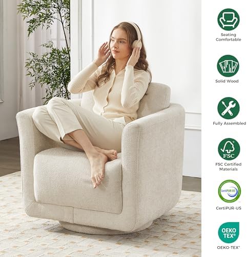 Swivel Accent Chairs Set of 2, Fully Assembled Chenille Armchairs - Image 6