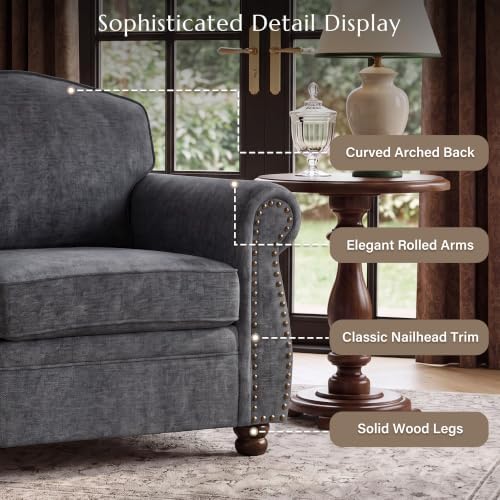 Traditional Accent Chair with Storage Ottoman, Dark Gray - Image 4