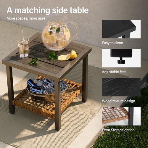 LAUSAINT HOME 3 PCS Wicker Rocking Chair, Outdoor Patio Furniture - Image 5