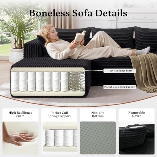 92.5" U-Shaped Boneless Modular Sectional Sofa, 3 Seater Sofa - Image 6