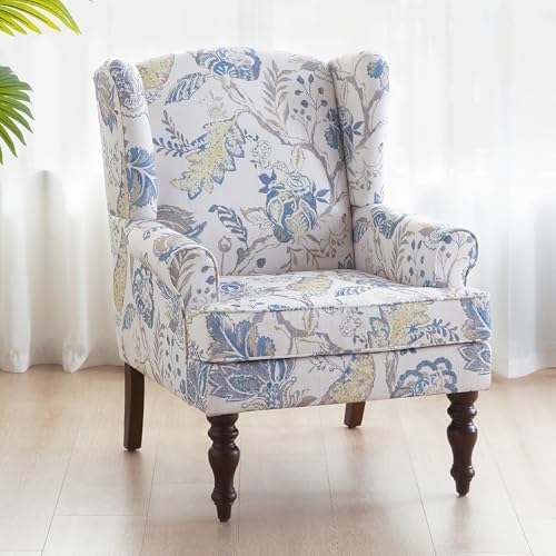 High Back Wingback Accent Chair, Upholstered Single Armchair Sofa by womina