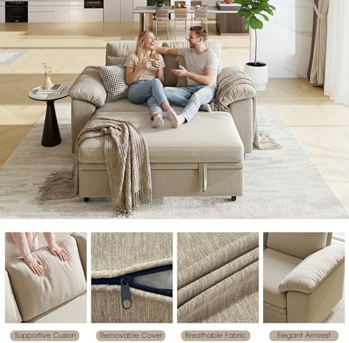 WorthFurni 61” Pull Out Couch, 2 in 1 Sleeper Sofa Bed - Image 6
