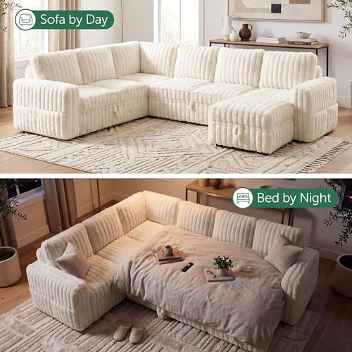 HONBAY Plush Corduroy Modular Sectional Sofa - Image 4
