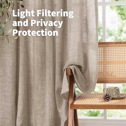 YoungsTex Oatmeal Linen Curtains 84 Inch Length - Image 3
