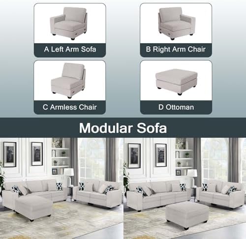 Legend Vansen Oversized Modular Sectional Sofa, U/L‑Shaped Reversible Couch - Image 6