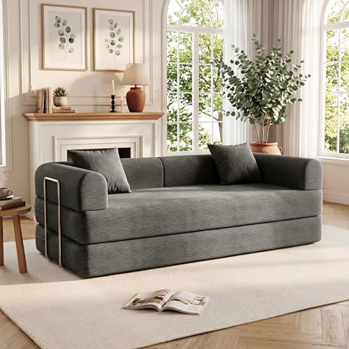 79'' Convertible Compressed Corduroy Folding Cloud Sofa Bed, 4 in 1 Modern by GORGENIUS