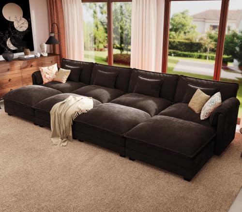 ELUCHANG 150" Oversized Sectional Sofa Bed, Modular Sleeper Cloud Couch by ELUCHANG