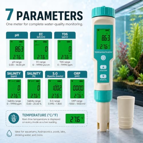 7 in 1 Water Quality Tester Pen-Type TDS ORP Meter PH Tester - Image 2