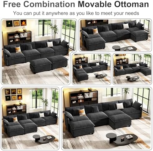 Hanherry 146" Cloud Couch Sectional Modular Sofa, Deep Seat Couches - Image 6