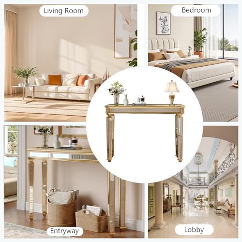 Gold Mirrored Console Table, Modern Luxury Mirror Furniture - Image 4
