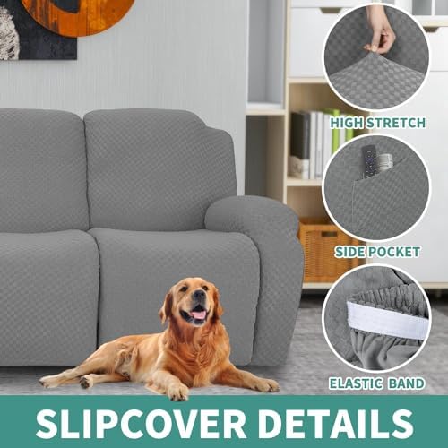 YEMYHOM 4 Pieces Oversized Stretch Recliner Slipcover Latest Jacquard Large - Image 4