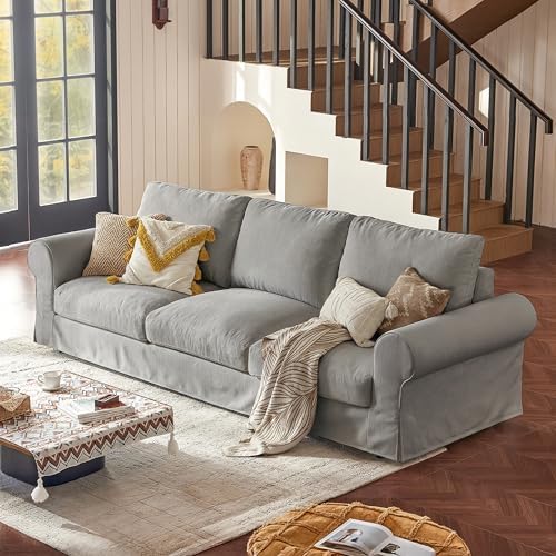 118" Oversized Cloud Couch, Classic Farmhouse Water-Repellent Chenille by VORTHIOHOME