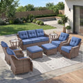 Luxury 9 Pieces Outdoor Patio Furniture Set-All Weather Wicker Outdoor Furniture by JelwalyPatioFurnitureSet