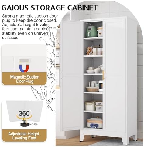 GAIOUS 75.2" Tall Pantry Cabinet, Kitchen Pantry Storage Cabinet - Image 5