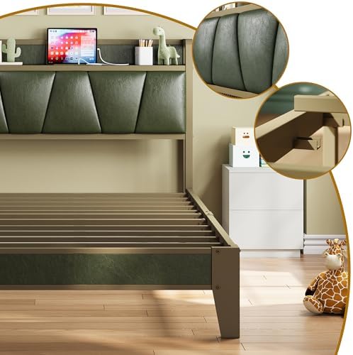 LIKIMIO Twin Bed Frame with Storage Headboard & Charging Station - Image 5