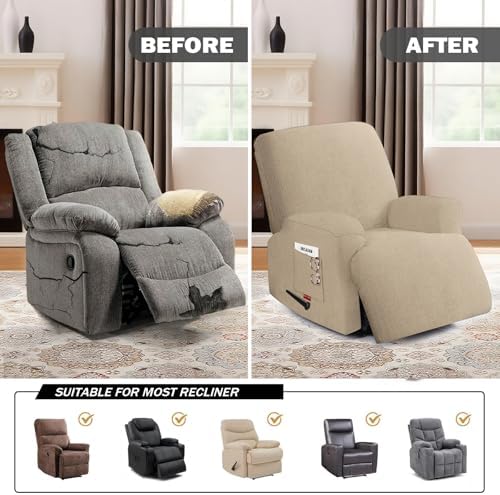 Oversized 3 Pieces Stretch Recliner Chair Covers - Image 4