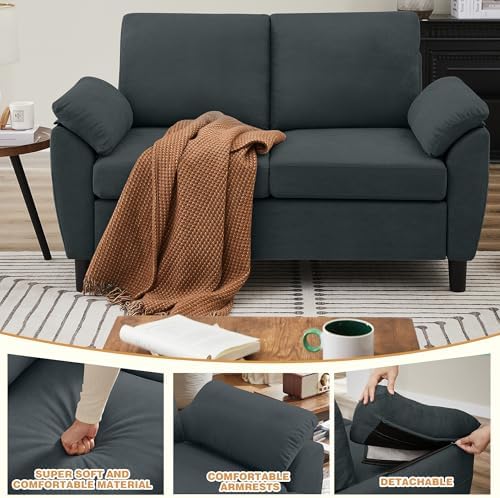 2 Piece Sectional Sofa Set, Modern Linen Small Sofa Couch - Image 5