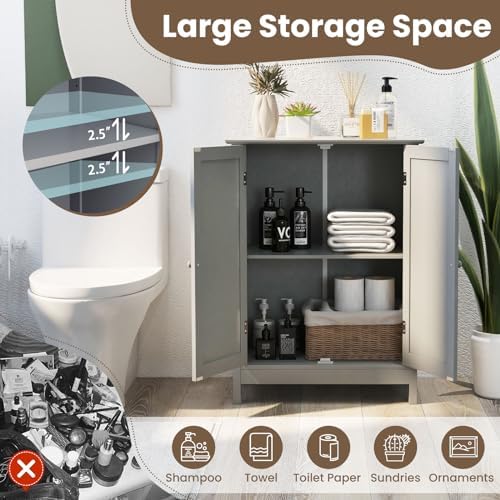 COSTWAY Bathroom Storage Cabinet, Freestanding Bathroom Organizers - Image 5