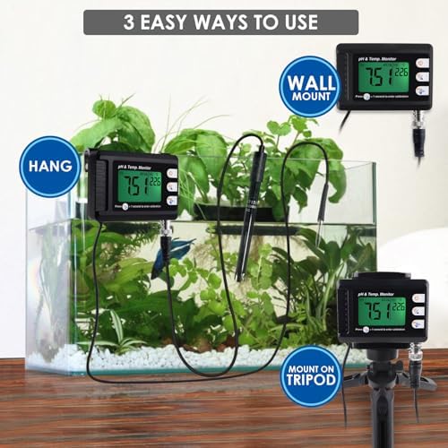 Digital Combo pH & Temperature Meter, Aquarium Thermometer pH Monitor - Image 2