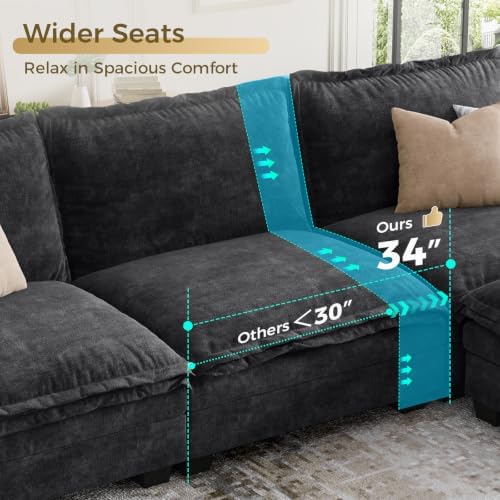 V-Shaped Modular Sectional Sofa, 3 Seater Cloud Couch - Image 6