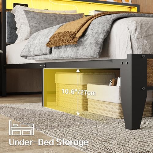 OLEVS King Bed Frame with Headboard, Metal Platform Bed King Size with 2-Tier - Image 6