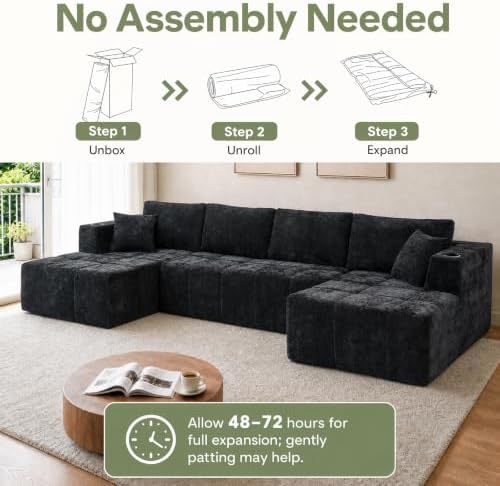 Yafylly 132 Inch U Shaped Modular Sectional Couch - Image 3