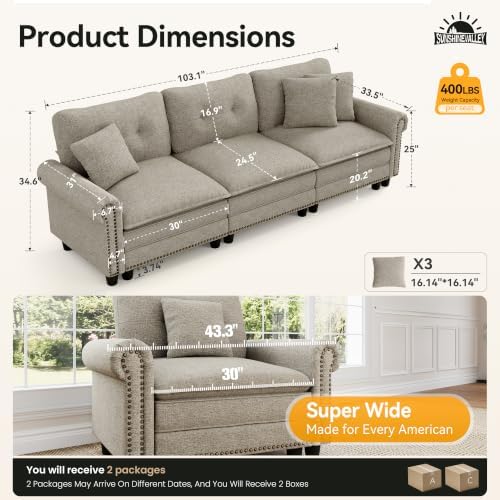 SUNSHINE VALLEY 103.1" Modular Sectional Couch - Image 2