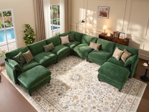 Ihanherry 139" Oversized V-Shaped Modular Sectional Couch, 9-Seater Cloud Sofa by iHanHerry