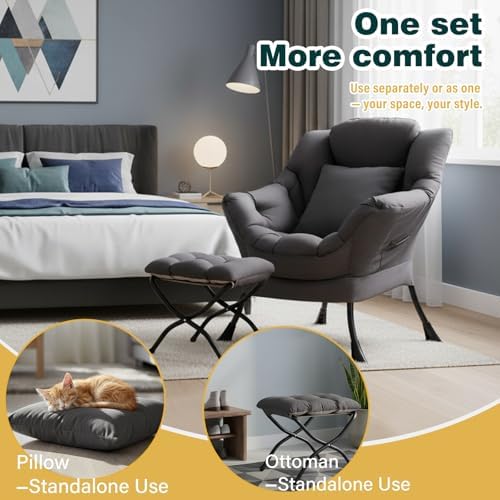 Lazy Chair with Ottoman, Comfy Reading Chair - Image 3