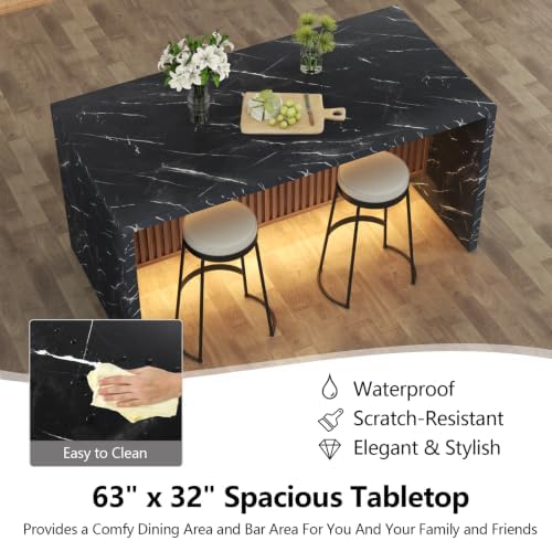 63" Large Imitation Marble Dining Table - Image 4