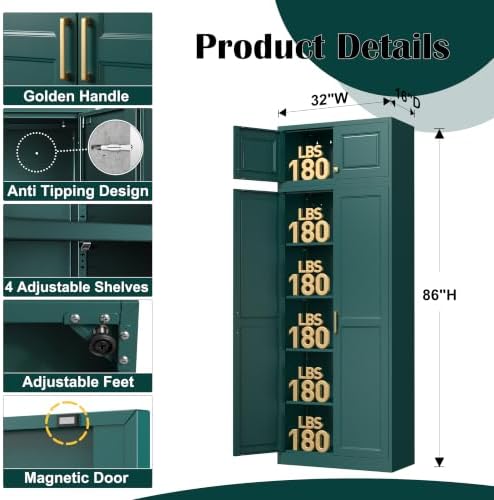 Steeloong 86"Metal Pantry Storage Cabinet - Image 3