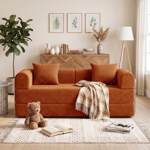 59'' Convertible Compressed Corduroy Folding Cloud Sofa Bed, Modern Boneless by GORGENIUS