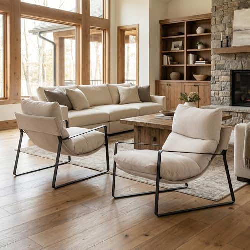 LukeAlon Modern Linen Accent Armchair - Image 3