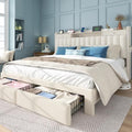 FreeHouse King Bed Frame and 2-Tier Storage Headboard & 4 Drawers by UnwindinYourOwnSpace