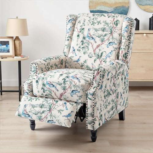 Floral Pushback Recliner Chair, Modern Armchair in Fabric - Image 3