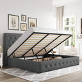 Allewie King Size Lift Up Storage Button-Tufted Bed Frame Dark Grey by Allewie