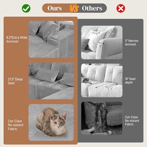 110" L Shaped Cloud Boneless Sectional Couches - Image 6