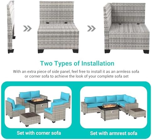 Outdoor Patio Furniture Set PE Wicker Rattan Outdoor Sectional Sofa - Image 3