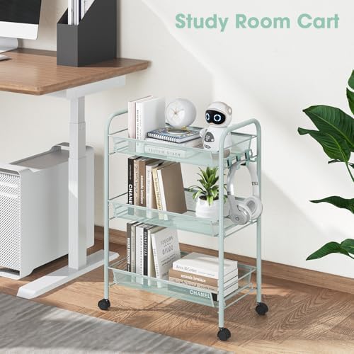 TOOLF 3 Tier Rolling Cart, Metal Utility Storage Cart - Image 5