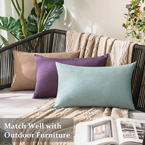 MIULEE Decorative Outdoor Pillow Covers Lumbar Waterproof 12x20 Khaki - Image 4