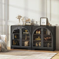 Sideboard Buffet Cabinet with Storage, Arched Glass Doors and Adjustable Shelves by beronbaer