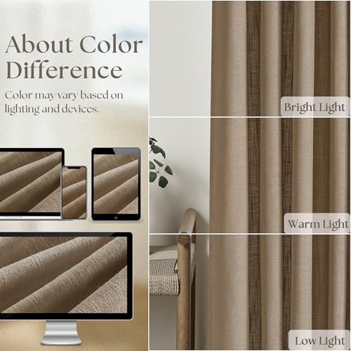 Latte Semi Sheer Pleated Linen Curtains - Image 4