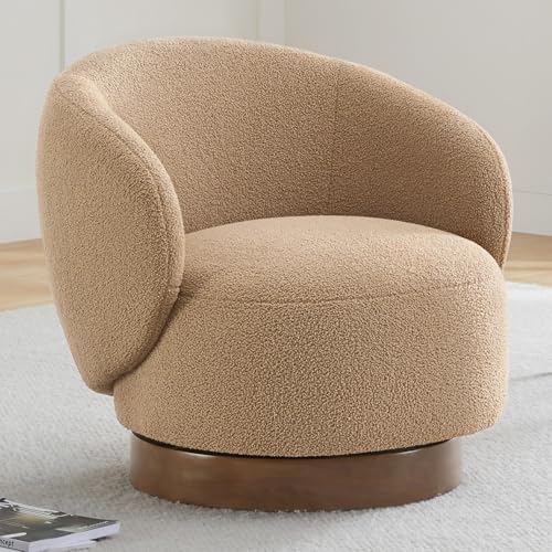 KISLOT Swivel Barrel Accent Chair, Boucle Fabric by Kislot