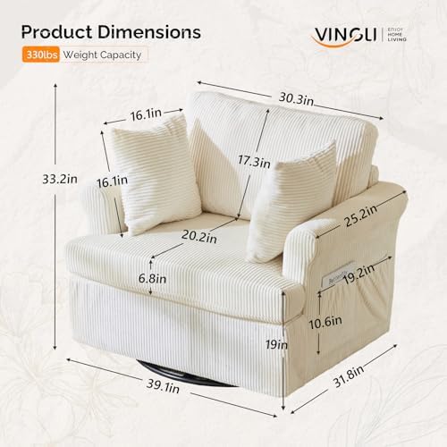 VINGL 39.2" Wide 360° Swivel Accent Armchairs - Image 2