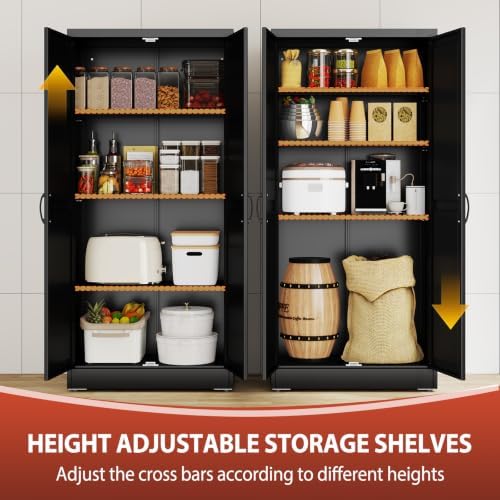 PAOFIN 63" Black Metal Storage Pantry Cabinet - Image 5