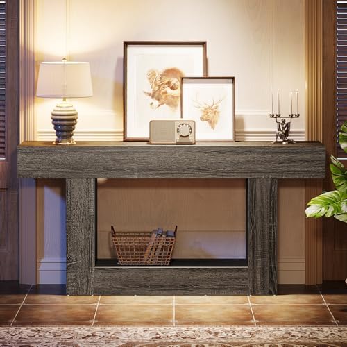 Tribesigns 63" Console Table, Farmhouse 2-Tier Entryway Table - Image 3