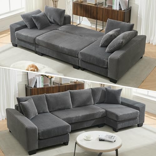 114" Sectional Couches with Pull Out Bed by LITVZ