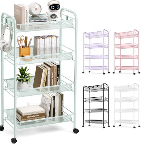TOOLF 4 Tier Rolling Cart, Metal Utility Storage Cart by TOOLF