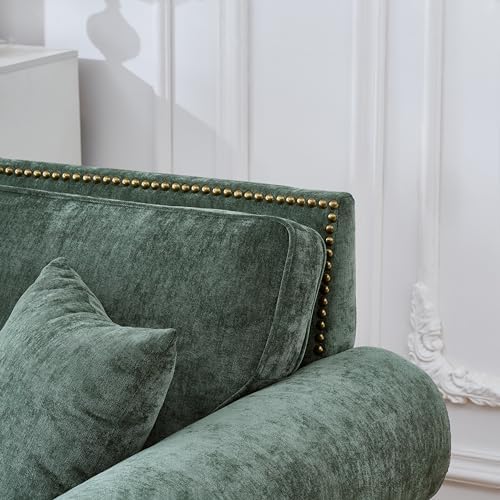 63.5" Chenille Loveseat Sofa, Traditional Rolled Arm Couch - Image 4